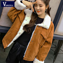 Load image into Gallery viewer, VANGULL Women Winter Jacket Thick Fur Lined Coats Parkas Fashion Faux Fur Lining Corduroy Bomber Jackets Cute Outwear 2025 New