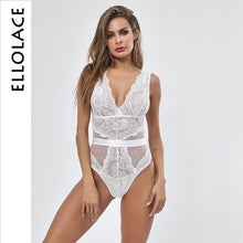 Load image into Gallery viewer, Ellolace Summer Lace Bodysuit Women Floral Embroidery Deep V Neck Sexy Bodysuit Dot Patchwork Jumpsuit Overalls 2025 Femlae Body