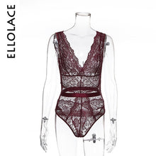 Load image into Gallery viewer, Ellolace Summer Lace Bodysuit Women Floral Embroidery Deep V Neck Sexy Bodysuit Dot Patchwork Jumpsuit Overalls 2025 Femlae Body