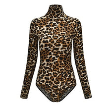Load image into Gallery viewer, EIFER Leopard Bodysuit for Women Sexy Bodycon Skinny Body Suit Turtleneck Long Sleeve Playsuit Printed Romper Jumpsuits