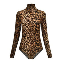 Load image into Gallery viewer, EIFER Leopard Bodysuit for Women Sexy Bodycon Skinny Body Suit Turtleneck Long Sleeve Playsuit Printed Romper Jumpsuits
