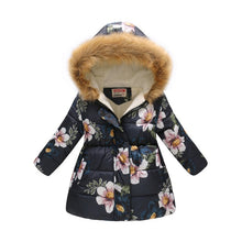 Load image into Gallery viewer, Winter Girls Warm Down Jackets Kids Fashion Printed Thick Outerwear Children Clothing Autumn Baby Girls Cute Jacket Hooded Coats