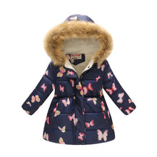 Load image into Gallery viewer, Winter Girls Warm Down Jackets Kids Fashion Printed Thick Outerwear Children Clothing Autumn Baby Girls Cute Jacket Hooded Coats