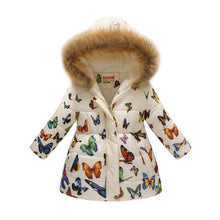 Load image into Gallery viewer, Winter Girls Warm Down Jackets Kids Fashion Printed Thick Outerwear Children Clothing Autumn Baby Girls Cute Jacket Hooded Coats