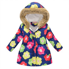Load image into Gallery viewer, Winter Girls Warm Down Jackets Kids Fashion Printed Thick Outerwear Children Clothing Autumn Baby Girls Cute Jacket Hooded Coats