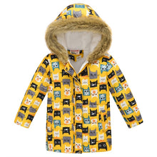 Load image into Gallery viewer, Winter Girls Warm Down Jackets Kids Fashion Printed Thick Outerwear Children Clothing Autumn Baby Girls Cute Jacket Hooded Coats