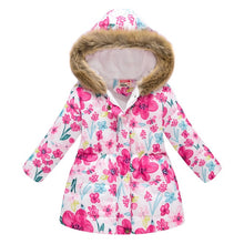 Load image into Gallery viewer, Winter Girls Warm Down Jackets Kids Fashion Printed Thick Outerwear Children Clothing Autumn Baby Girls Cute Jacket Hooded Coats