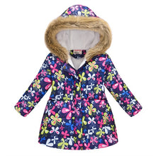 Load image into Gallery viewer, Winter Girls Warm Down Jackets Kids Fashion Printed Thick Outerwear Children Clothing Autumn Baby Girls Cute Jacket Hooded Coats