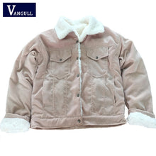 Load image into Gallery viewer, VANGULL Women Winter Jacket Thick Fur Lined Coats Parkas Fashion Faux Fur Lining Corduroy Bomber Jackets Cute Outwear 2025 New
