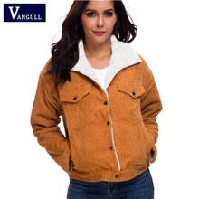 Load image into Gallery viewer, VANGULL Women Winter Jacket Thick Fur Lined Coats Parkas Fashion Faux Fur Lining Corduroy Bomber Jackets Cute Outwear 2025 New