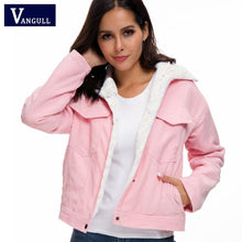 Load image into Gallery viewer, VANGULL Women Winter Jacket Thick Fur Lined Coats Parkas Fashion Faux Fur Lining Corduroy Bomber Jackets Cute Outwear 2025 New