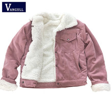 Load image into Gallery viewer, VANGULL Women Winter Jacket Thick Fur Lined Coats Parkas Fashion Faux Fur Lining Corduroy Bomber Jackets Cute Outwear 2025 New