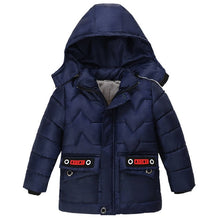 Load image into Gallery viewer, 3-6 year Children's clothing children's coat Winter style letter print warm jacket Boys cotton hooded jacket