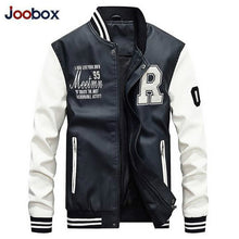 Load image into Gallery viewer, High Quality Baseball Jacket Men Embroidered Leather Pu Coats Slim College Fleece Luxury Pilot Jackets Men's Stand Collar Coat