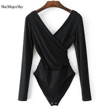 Load image into Gallery viewer, SheMujerSky Long Sleeve Bodysuit Women Backless Jumpsuits Black White Body femme monos cortos de mujer 2025