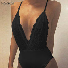Load image into Gallery viewer, ZANZEA Summer Fashion Sexy Rompers Women Jumpsuit Deep V Neck Sleeveless Spaghetti Strap Backless Playsuits Lace Solid Bodysuits