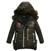 Load image into Gallery viewer, 3-6 year Children's clothing children's coat Winter style letter print warm jacket Boys cotton hooded jacket