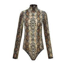 Load image into Gallery viewer, EIFER Leopard Bodysuit for Women Sexy Bodycon Skinny Body Suit Turtleneck Long Sleeve Playsuit Printed Romper Jumpsuits