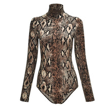 Load image into Gallery viewer, EIFER Leopard Bodysuit for Women Sexy Bodycon Skinny Body Suit Turtleneck Long Sleeve Playsuit Printed Romper Jumpsuits