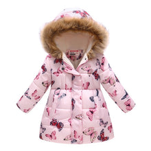 Load image into Gallery viewer, Winter Girls Warm Down Jackets Kids Fashion Printed Thick Outerwear Children Clothing Autumn Baby Girls Cute Jacket Hooded Coats