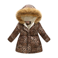 Load image into Gallery viewer, Winter Girls Warm Down Jackets Kids Fashion Printed Thick Outerwear Children Clothing Autumn Baby Girls Cute Jacket Hooded Coats